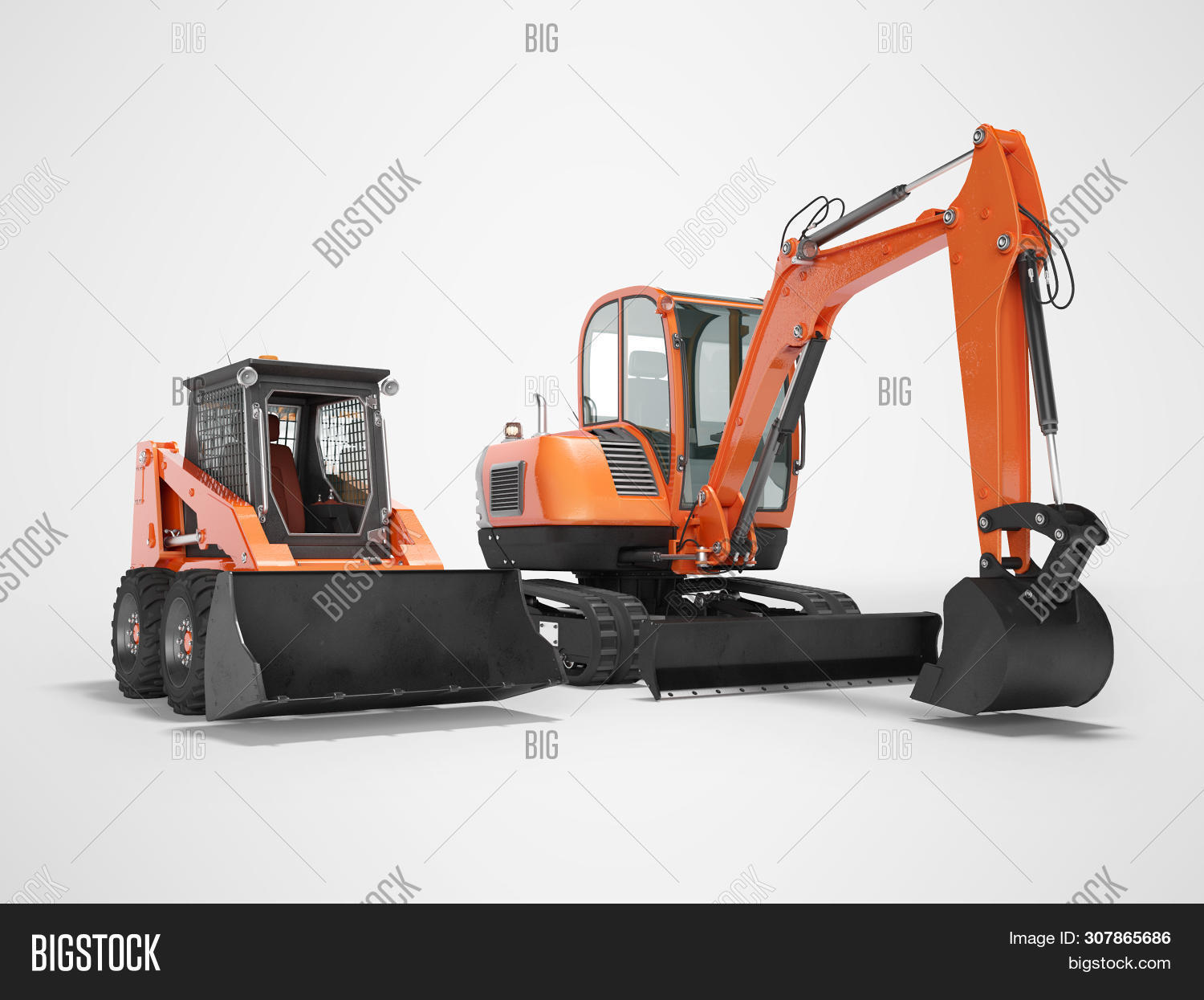 Orange Mini Excavator Image & Photo (Free Trial) Bigstock