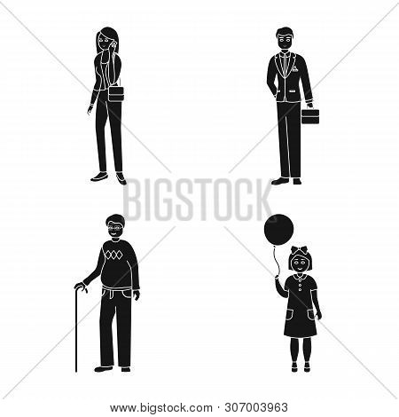 Isolated Object Of Face And Portrait Logo. Collection Of Face And People Stock Symbol For Web.