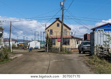 Nome, Alaska - June 8: The Historic Old Homes With Many Roads Unpaved On June 8 2019 In Nome Alaska.