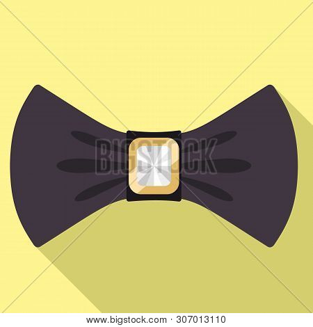 Brown Bow Tie Icon. Flat Illustration Of Brown Bow Tie Vector Icon For Web Design