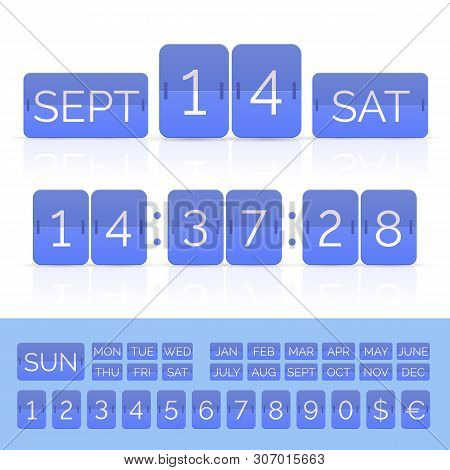 Blue Flat Flip Calendar And Countdown Timer