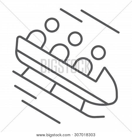 Bobsleigh Thin Line Icon, Sport And Winter, Bobsled Sign, Vector Graphics, A Linear Pattern On A Whi