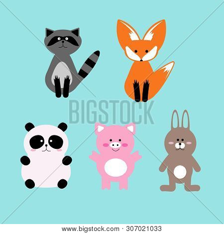 Vector Illustration Set Of Cute And Funny Cartoon Pet Characters.