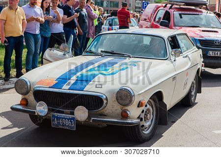 Novokuznetsk, Russia-june 14, 2019: The 7th Peking To Paris Motor Challenge 2019. Volvo P1800 Es 197