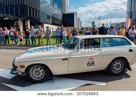 Novokuznetsk, Russia-june 14, 2019: The 7th Peking To Paris Motor Challenge 2019. Volvo P1800 Es 197