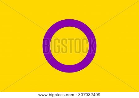 Intersexual Symbol People, Realistic Waving Flag. Symbol Of Usual Sexual Orientation