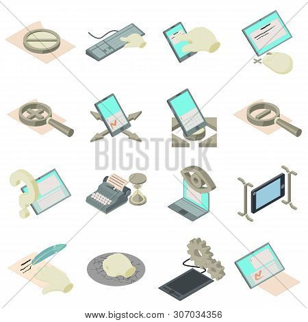 Compose Icons Set. Isometric Set Of 16 Compose Vector Icons For Web Isolated On White Background