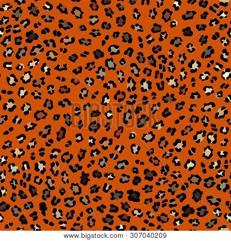 Seamless Animal Leopard Texture Pattern. Vector Image.