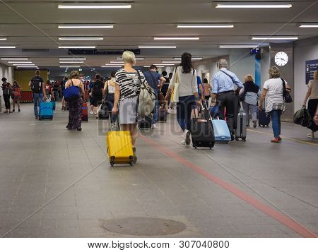 Travellers At Berlin Schoenefeld Airport In Berlin