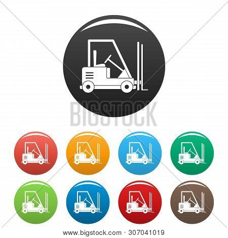 Forklift Icons Set 9 Color Vector Isolated On White For Any Design