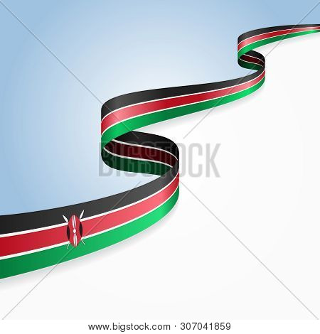 Kenyan Flag Wavy Abstract Background. Vector Illustration.