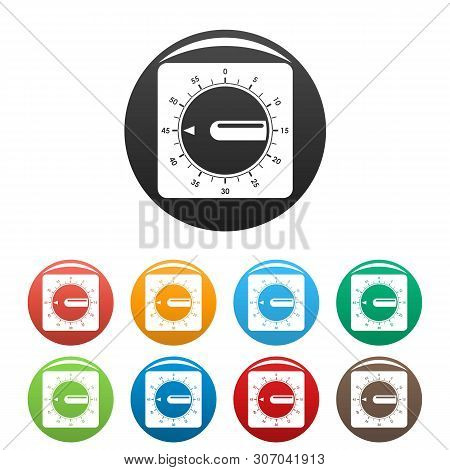 Timer Clock Icons Set 9 Color Vector Isolated On White For Any Design