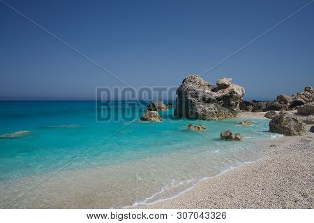 Tropical Beach With Rock In Greece Lefkada Lefkas In Europe
