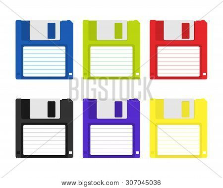 Magnetic Floppy Disc. Flat Icon. Vector Stock Illustration.