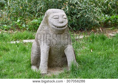 Ancient Stone Lion Sculpture Near Tomb Of King Wanggon The Founder Of The Koryo Dynasty. Constructio