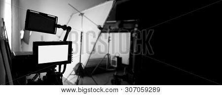 4K High Definition Video Camera Monitor On Tripod