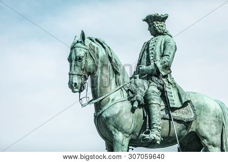 Viena, Austria - March 18, 2019: Sculpture Emperor Joseph Ii On The Summer Sky Background