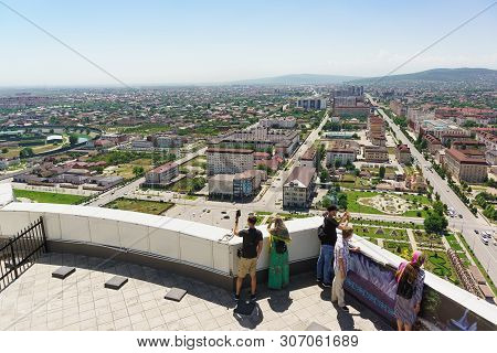 Grozny, Chechen Republic, Russia - June 02, 2019: People View And Photograph The City From The Obser