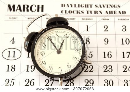 Daylight Savings Spring Forward Sunday At 2:00 A.m. March 11 Date Indicated In The Calendar