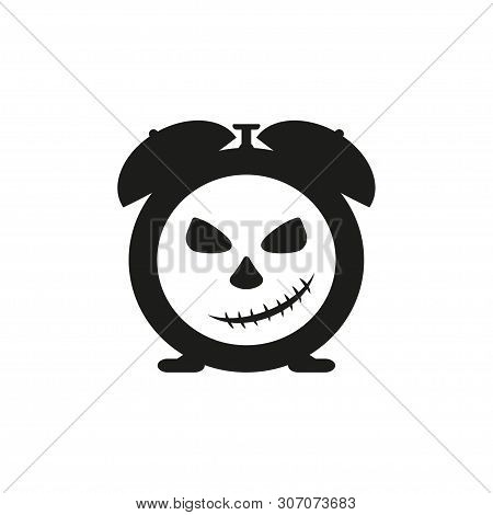 Icon Clock Alarm With A Skull, Vector