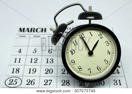Daylight Savings Spring Forward Sunday At 2:00 A.m. March 25 Date Indicated In The Calendar.