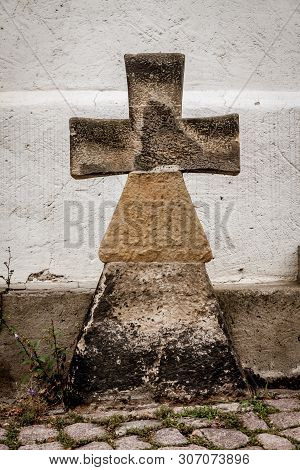 A Stone Cross On The Street In Meissen