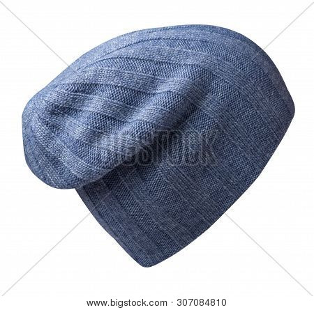 Dinim Hat Isolated On White Background .knitted Hat Sode View .