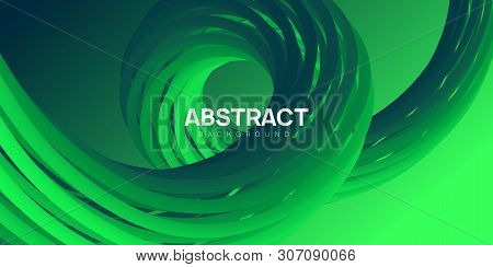 Plastic And Colorful Abstract Background In Green Color. Vibrant Wavy Shapes, Flow Banner, Brochure,