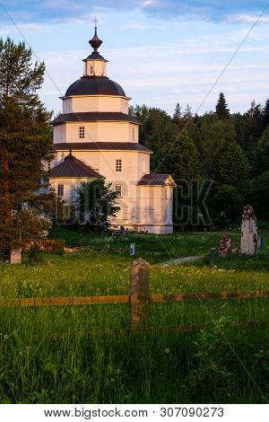 Feraportovo, Russia - June, 18, 2019: Veiw to Church of Elijah the Prophet in Feraportovo, Russia