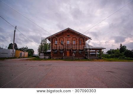 Ferapontovo, Vologda region, Russia - June, 9, 2019: landscape with the image of russian north village Ferapontovo in Vologda region