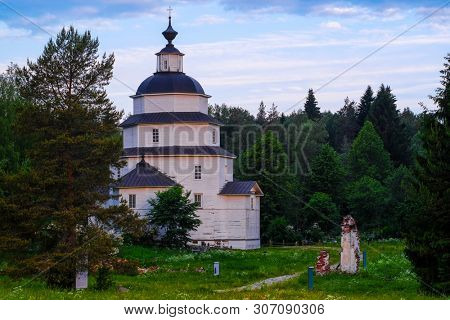 Feraportovo, Russia - June, 18, 2019: Veiw to Church of Elijah the Prophet in Feraportovo, Russia