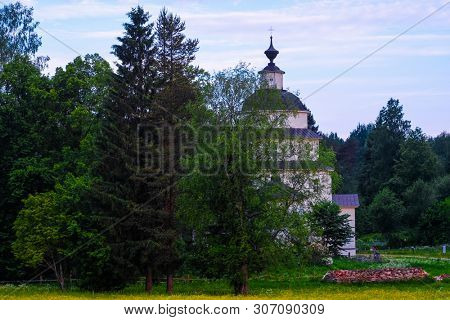 Feraportovo, Russia - June, 18, 2019: Veiw to Church of Elijah the Prophet in Feraportovo, Russia