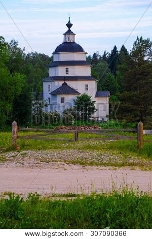 Feraportovo, Russia - June, 18, 2019: Veiw to Church of Elijah the Prophet in Feraportovo, Russia