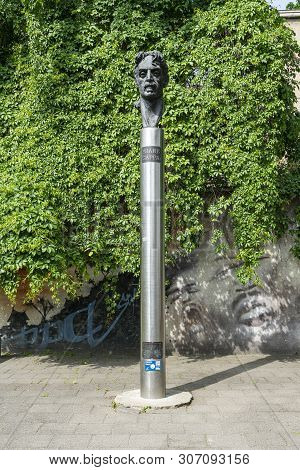 Vilnius, Lithuania. May 2019.   The Commemorative Bust Of Frank Zappa