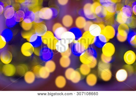 Blur - Bokeh Decorative Outdoor String Lights Hanging On Tree In The Garden At Night Time - Decorati