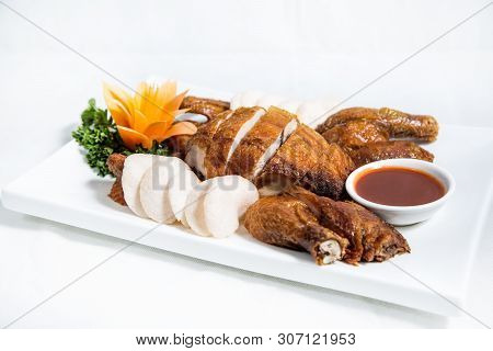 Roasted Fried Chicken Cantonese With Crackers And Tauco Sauce