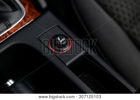 Close Up Of The Car Cigarette Lighter Socket.modern Car Interior: Parts, Buttons, Knobs