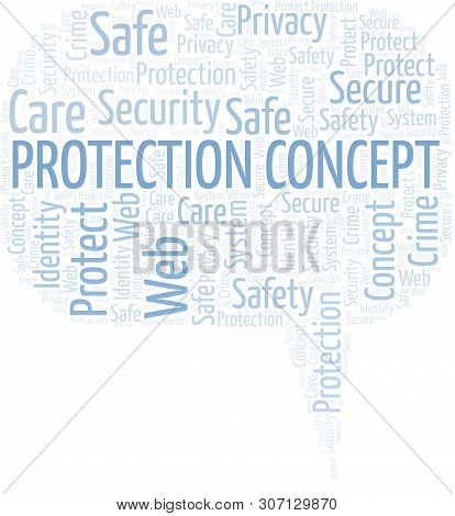 Protection Concept Word Cloud. Wordcloud Made With Text Only.