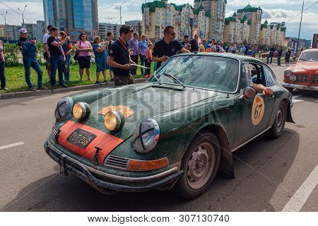 Novokuznetsk, Russia-june 14, 2019: The 7th Peking To Paris Motor Challenge 2019. Porsche 912 1967 L