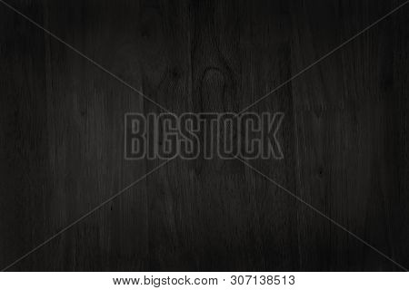 Black Wooden Wall Background, Texture Of Dark Bark Wood With Old Natural Pattern For Design Art Work