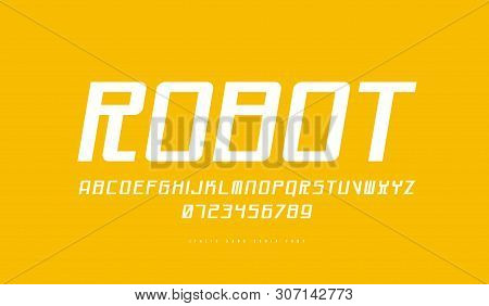 Italic Sans Serif Font In Cyber Style. Letters And Numbers For Sci-fi, Racing Logo And Emblem Design
