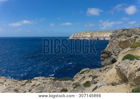 A Coast With Rough Seas The Blue Hole In San Lawrenz On Gozo