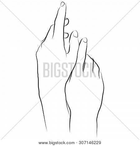 Vector Illustration Of Hands In Simple Outline Style