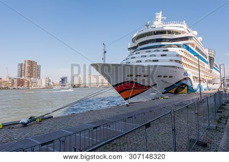 Rotterdam, Netherlands - April 18, 2019 : Aidamar Cruise Ship From The German Aida Cruises Company S
