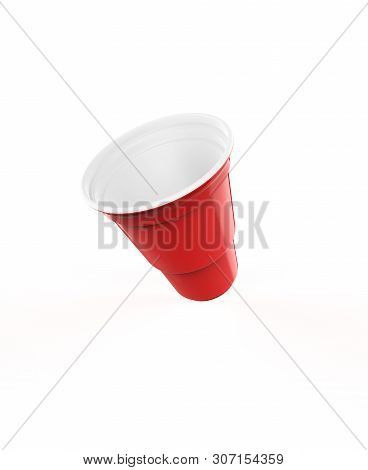 Plastic Party Cups Set, Isolated On White Background. 3d Illustration