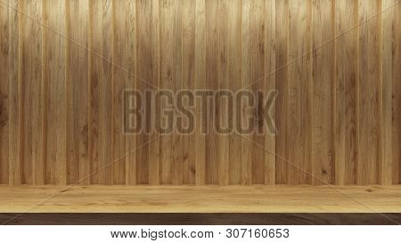 Realistic Empty Shelf For Promotion Design. Presentation Template. Space Background. Blank Display E