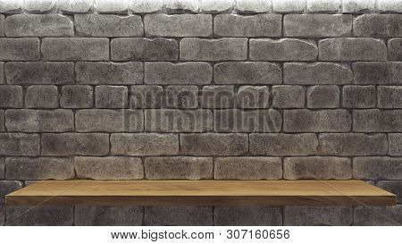 Realistic Empty Shelf For Promotion Design. Presentation Template. Space Background. Blank Display E