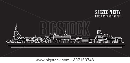Cityscape Building Line Art Vector Illustration Design - Szczecin City