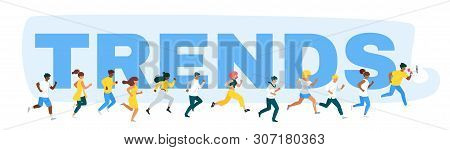 Internet Trends Pursuit Flat Vector Web Banner Template. Future Tendency Hunting. Marketers Team Par