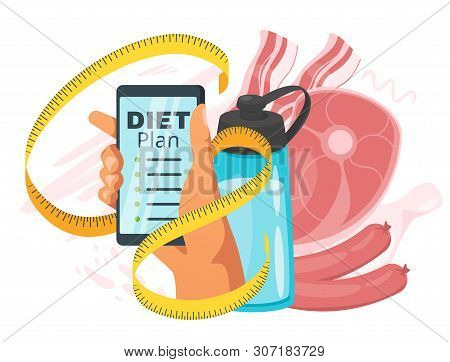 Carnivore Diet Plan For Men Vector Web Banner Template. Healthy Eating, Lifestyle. Slimming, Calorie